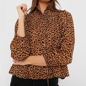 INDIA COLLECTION BY EMERSON FRY Leopard Emmaline Blouse button down top